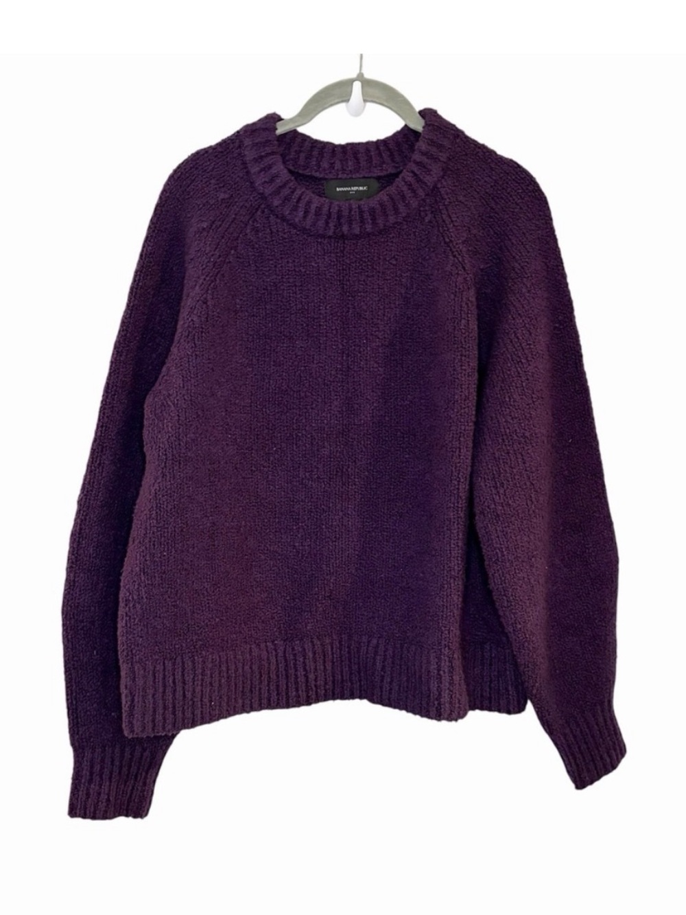 Banana Republic Boucle Knit Sweater Merino Wool Blend Relaxed Cozy Purple M‎